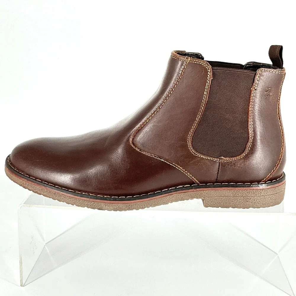 IZOD Mens Size 10.5 Brown Leather Chelsea Boots Pull On Ankle Booties